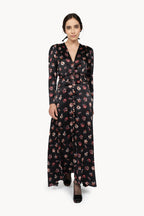 Black Pansy Flower Bottoncino dress
