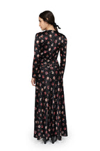 Vestito Bottoncino Nero con Fiore di Viola del Pensiero