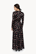 Black Pansy Flower Bottoncino dress