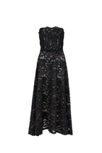 Vestito Senza Spalline in Velluto Nero con Pizzo