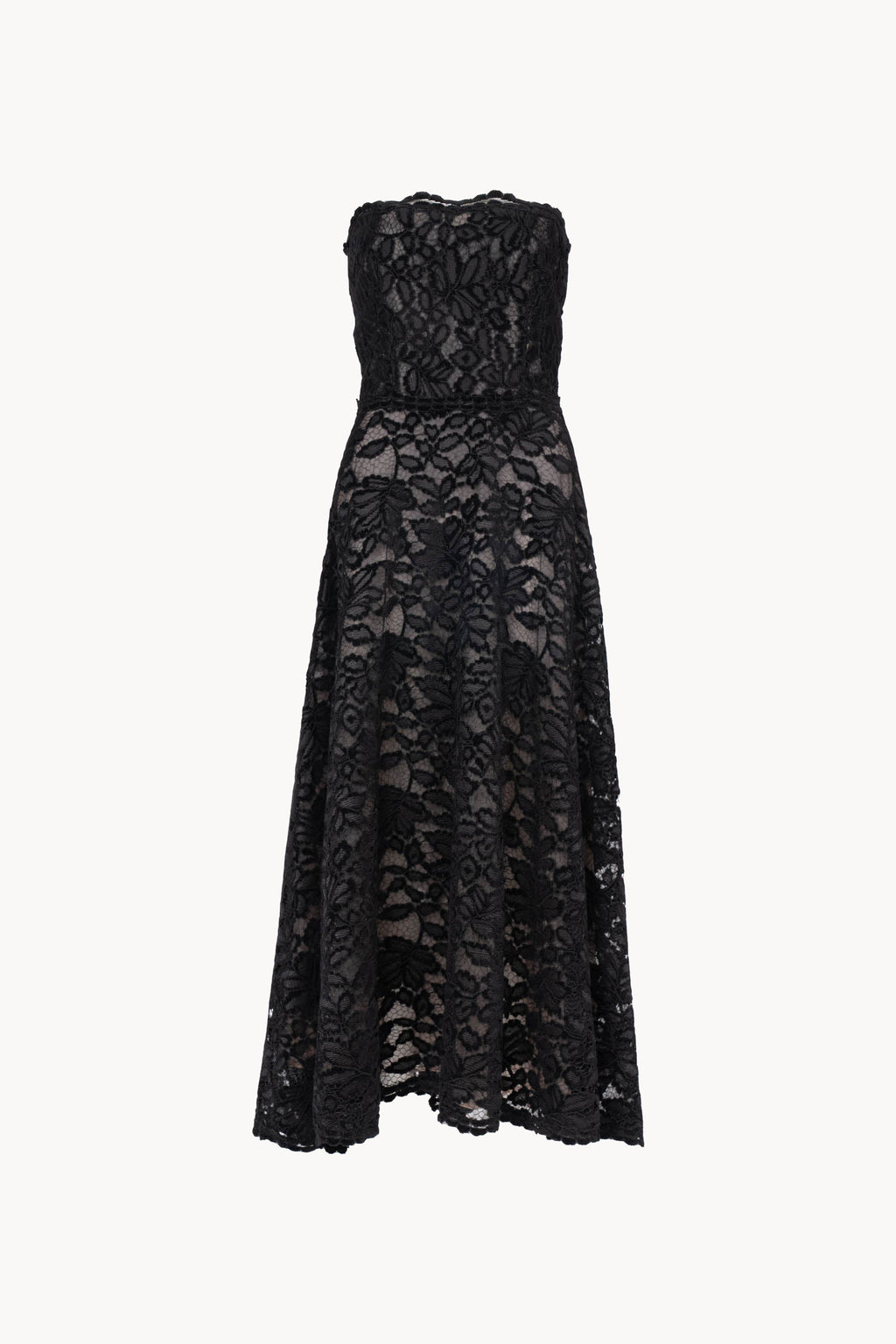 Strapless Black Velvet Lace Dress