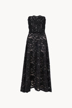 Strapless Black Velvet Lace Dress