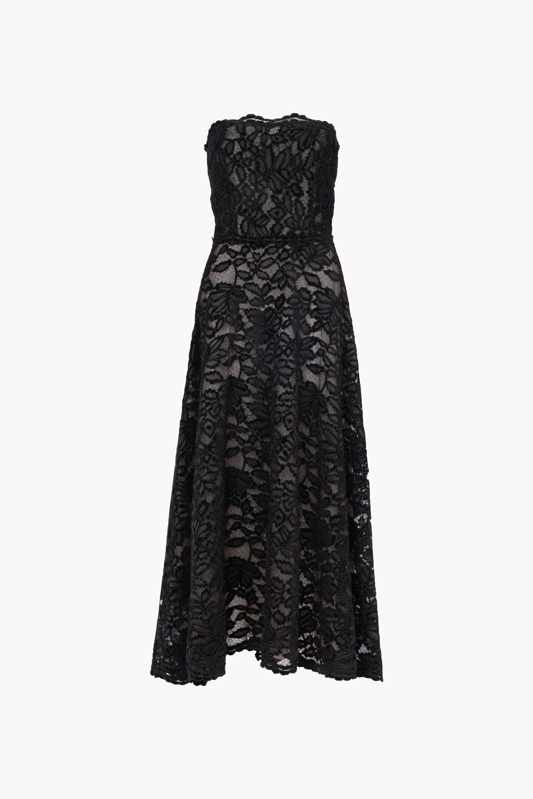 Strapless Black Velvet Lace Dress
