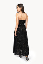 Strapless Black Velvet Lace Dress