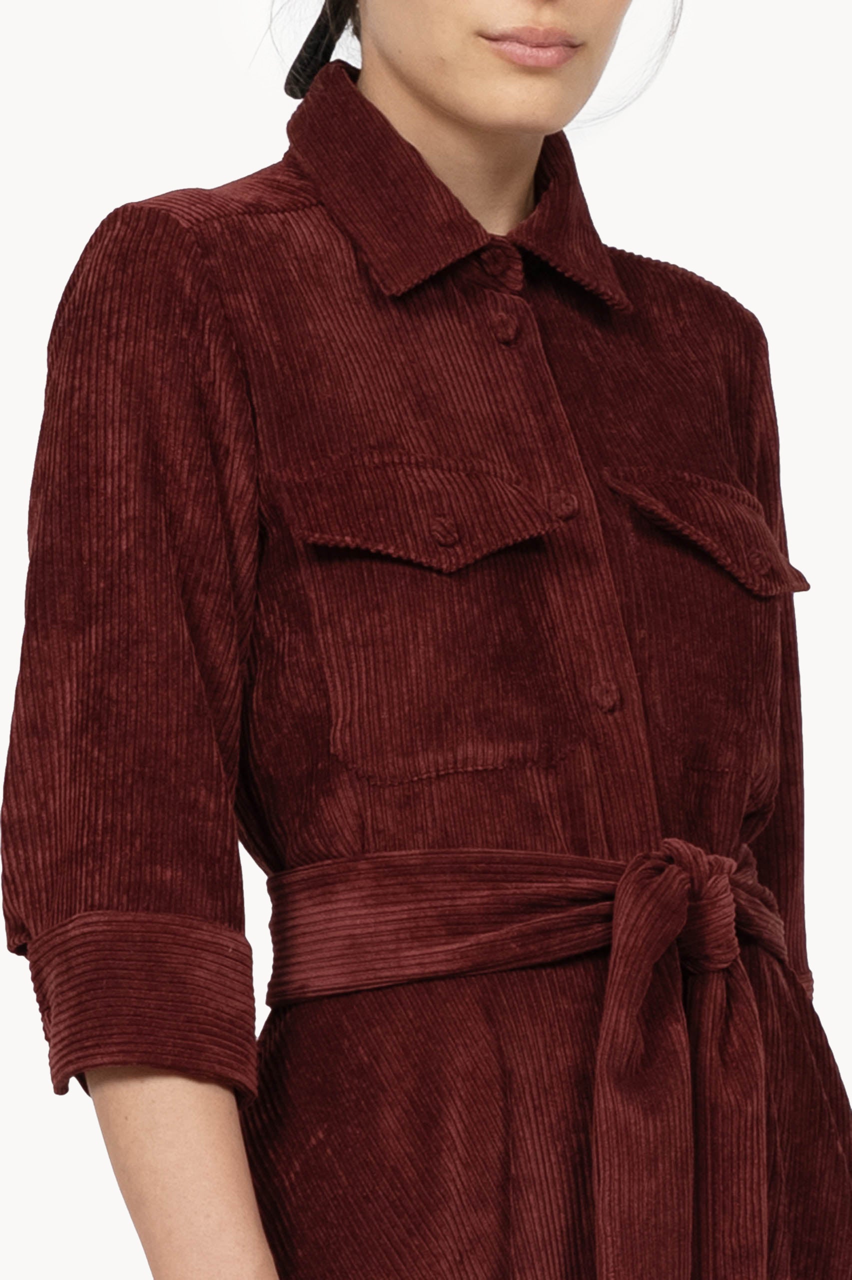 Vestito Camicia in Velluto a Coste