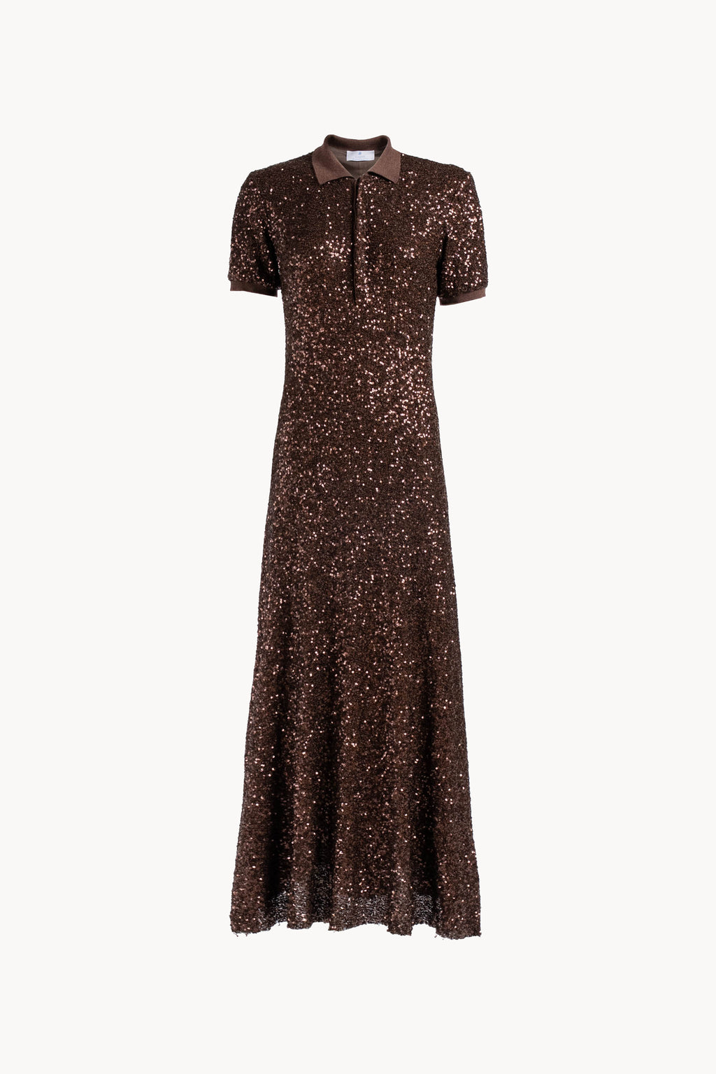 Brown Sequin Stretch Polo Dress
