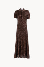Brown Sequin Stretch Polo Dress