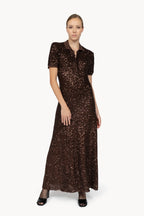 Brown Sequin Stretch Polo Dress