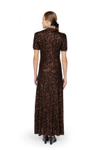 Brown Sequin Stretch Polo Dress