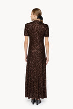 Brown Sequin Stretch Polo Dress