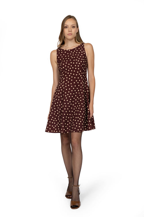 Burgundy Polka Dot Mini Dress