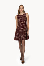 Burgundy Polka Dot Mini Dress