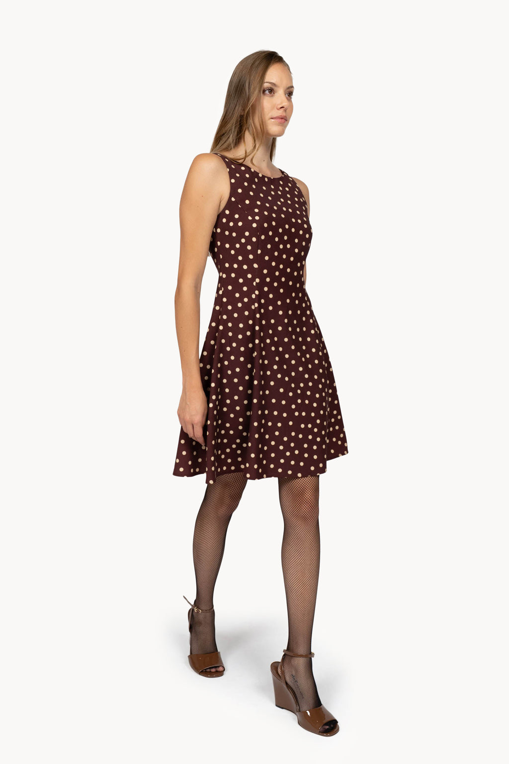 Burgundy Polka Dot Mini Dress