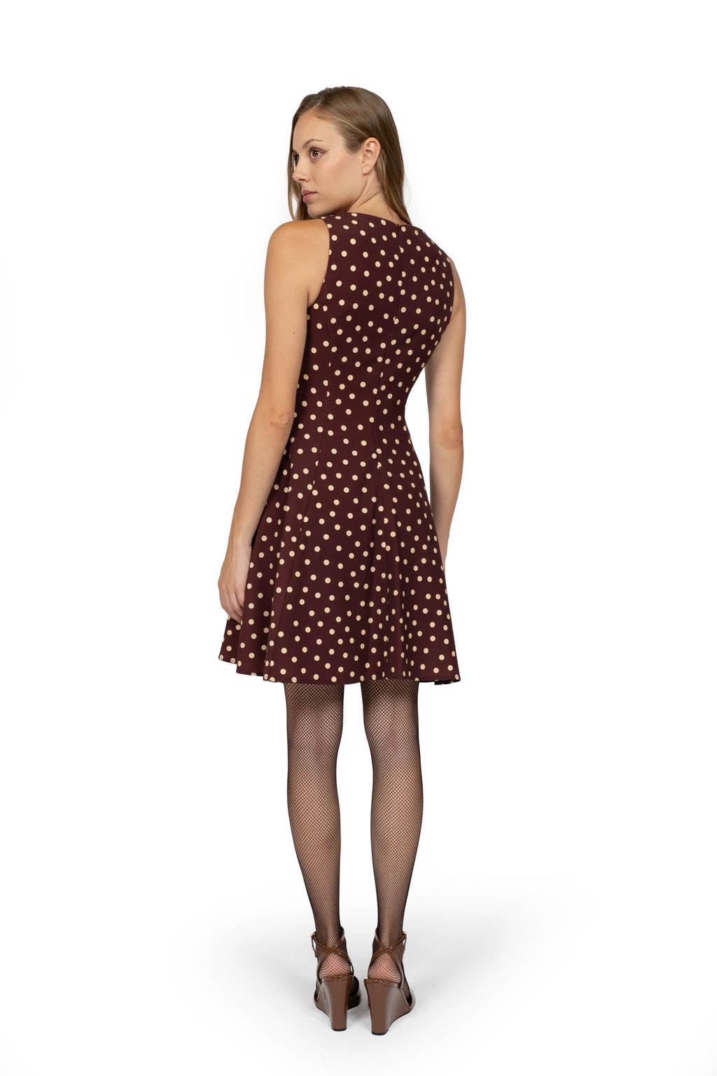 Burgundy Polka Dot Mini Dress