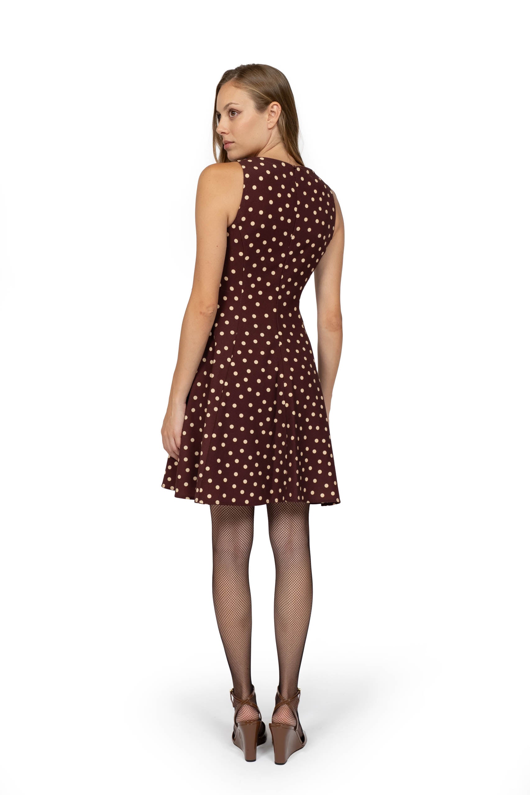 Burgundy Polka Dot Mini Dress