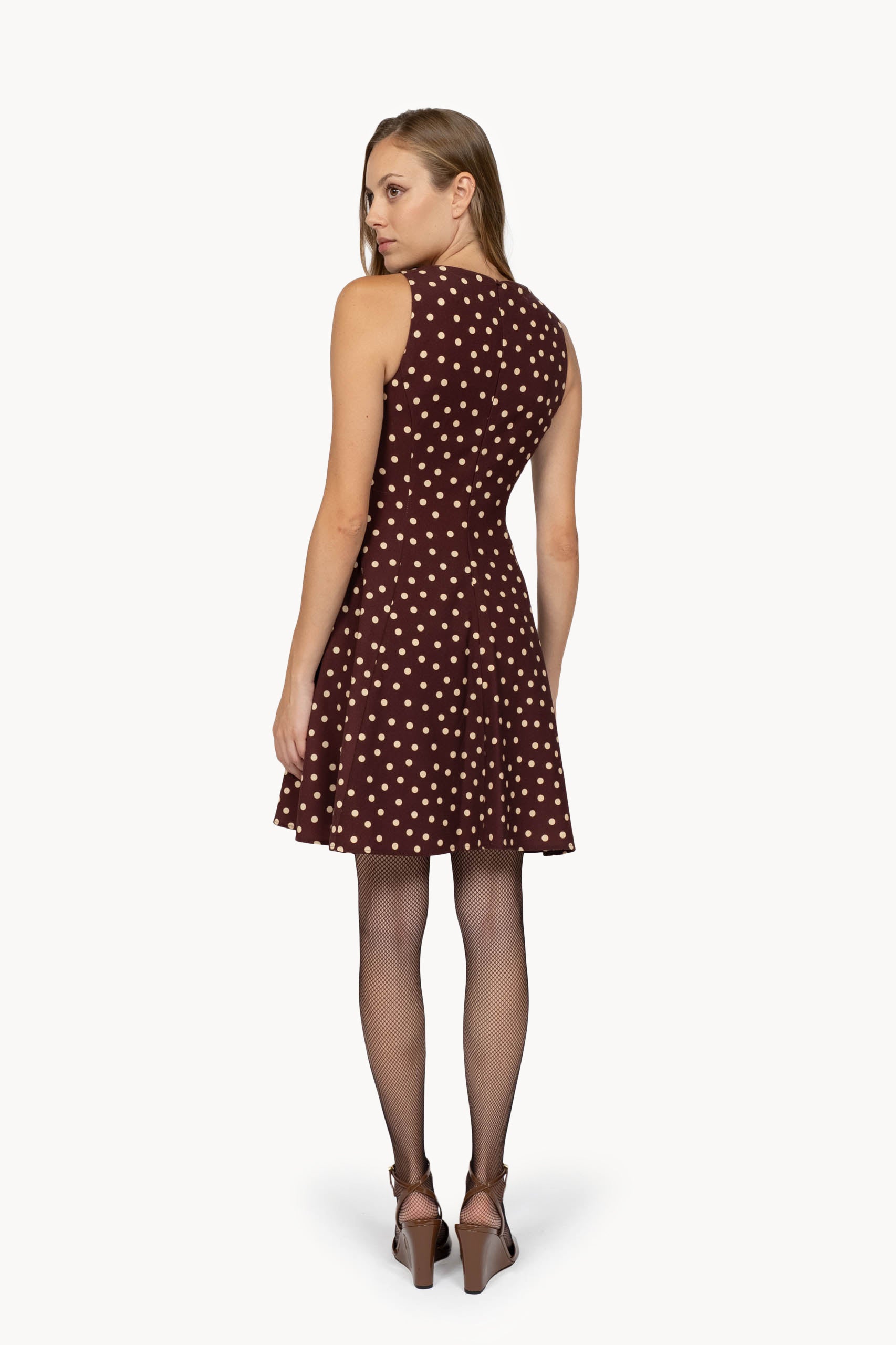 Burgundy Polka Dot Mini Dress