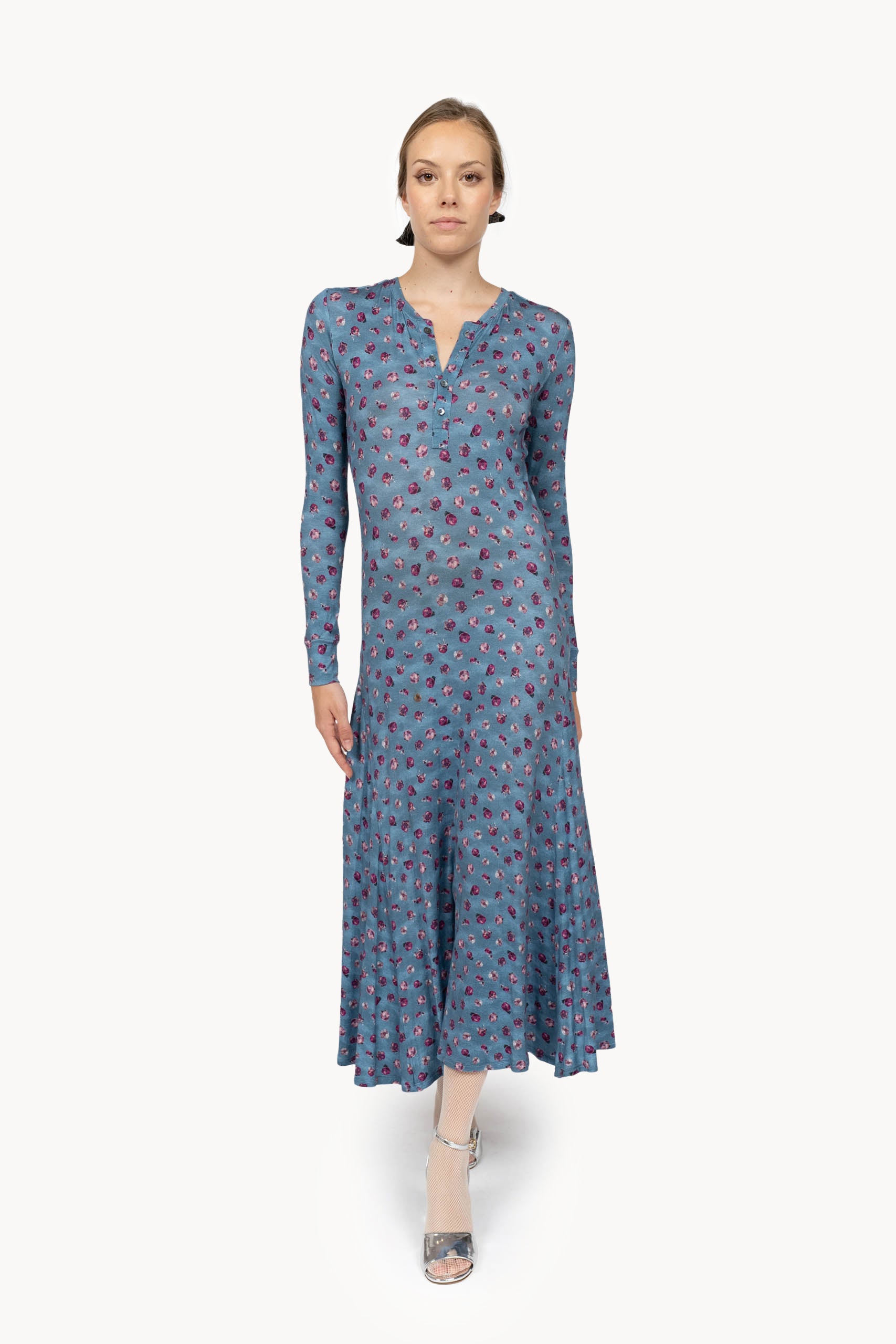 Stretch Jersey Pansy Flower Dress