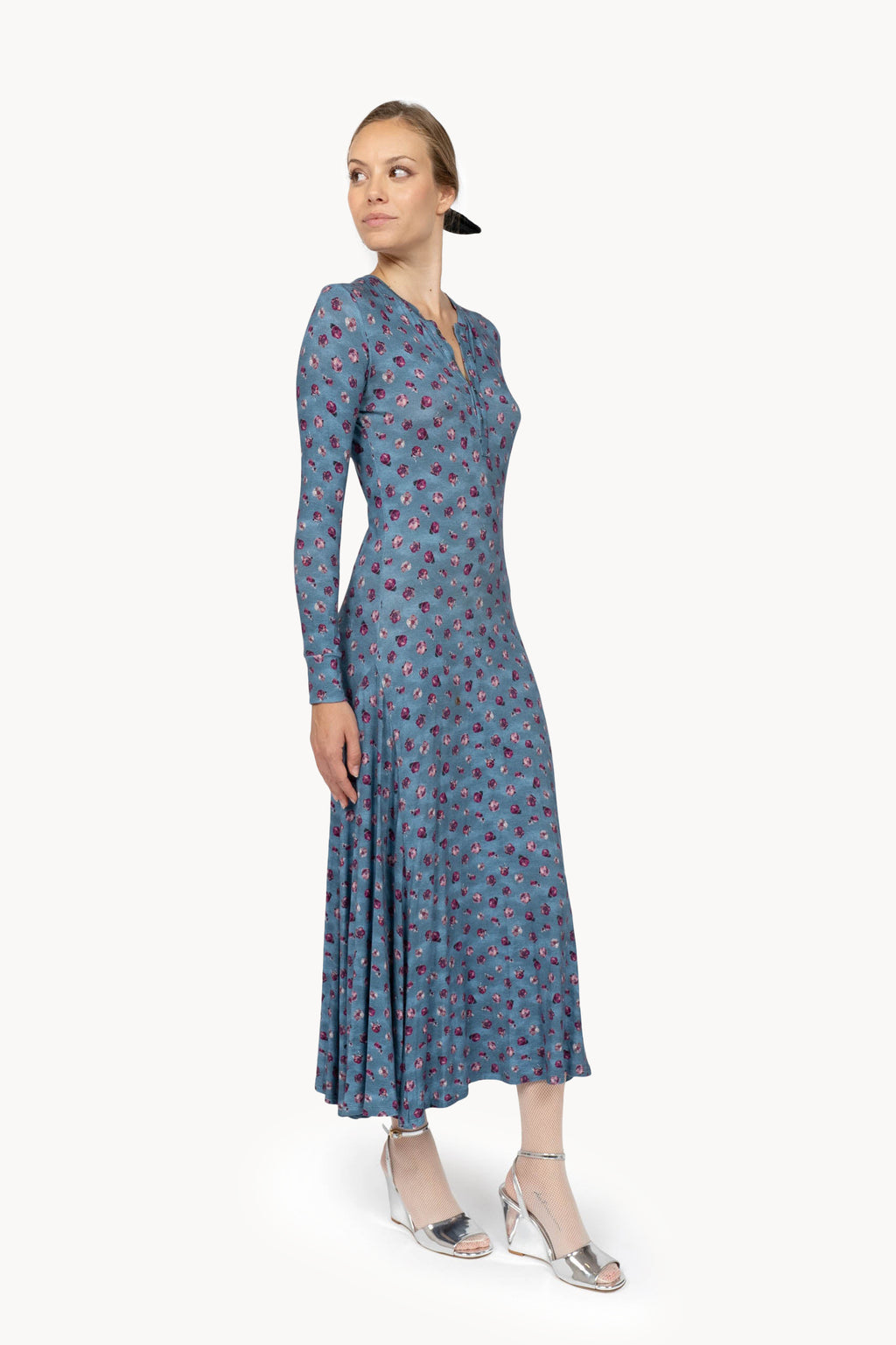 Stretch Jersey Pansy Flower Dress