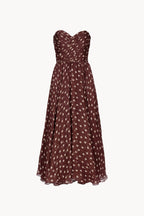 Burgundy Polka Dot Bustier Dress