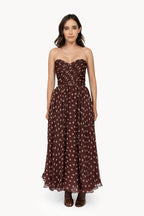 Burgundy Polka Dot Bustier Dress