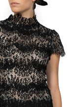Vestito con Pizzo e Collo Alto