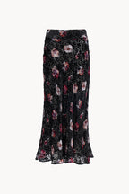 Pansy Flower Black Devorè Skirt