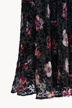 Pansy Flower Black Devorè Skirt
