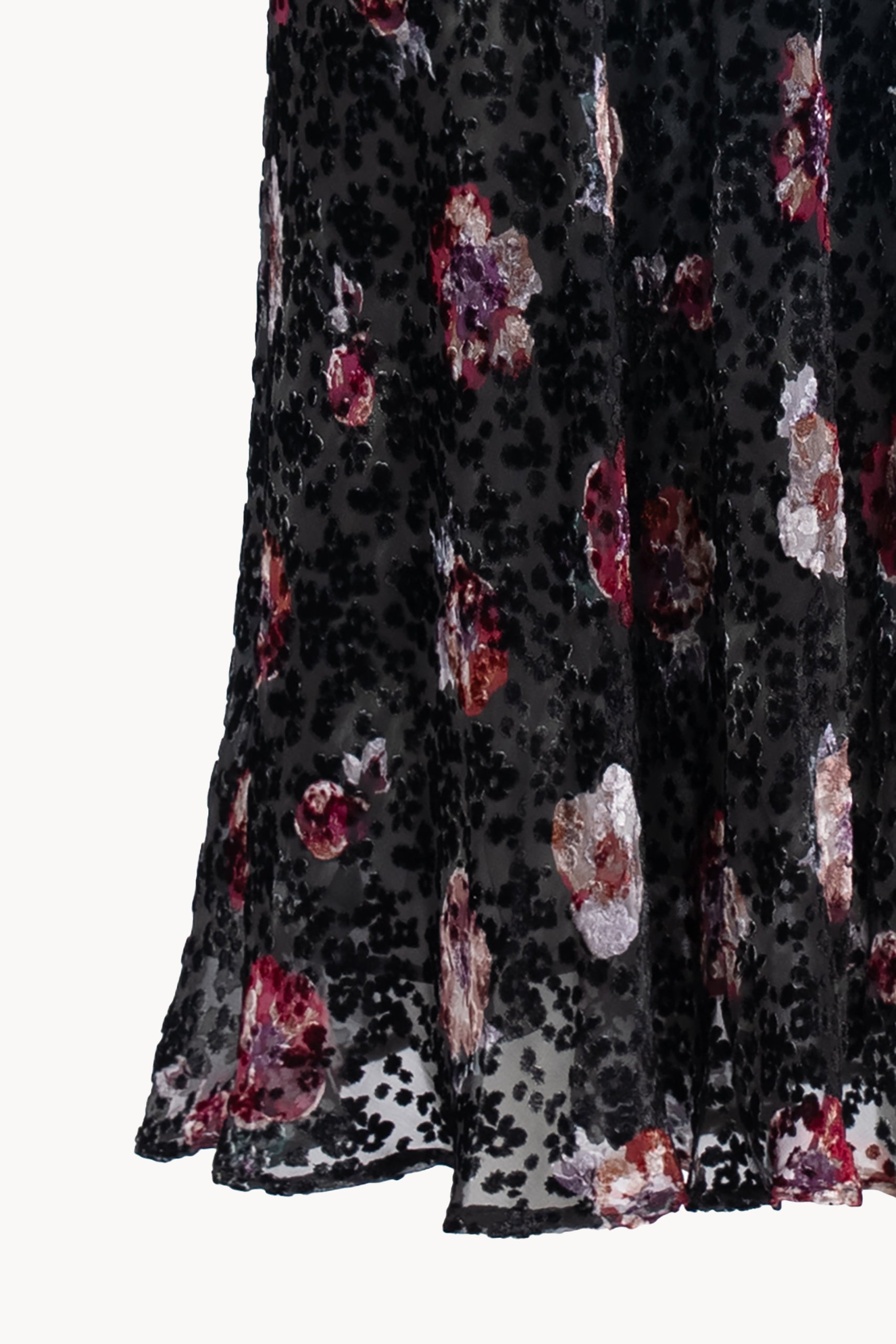 Pansy Flower Black Devorè Skirt