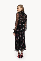 Pansy Flower Black Devorè Skirt