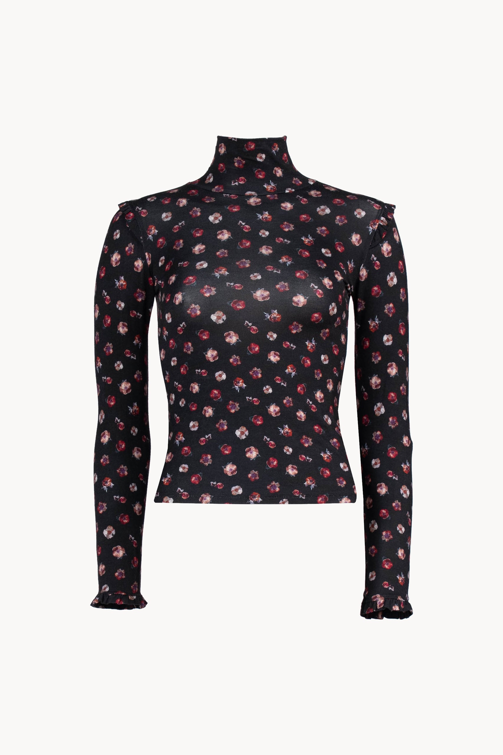 Dolcevita in lana floreale nero in jersey