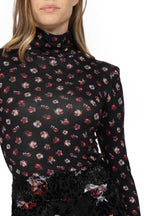 Dolcevita in lana floreale nero in jersey