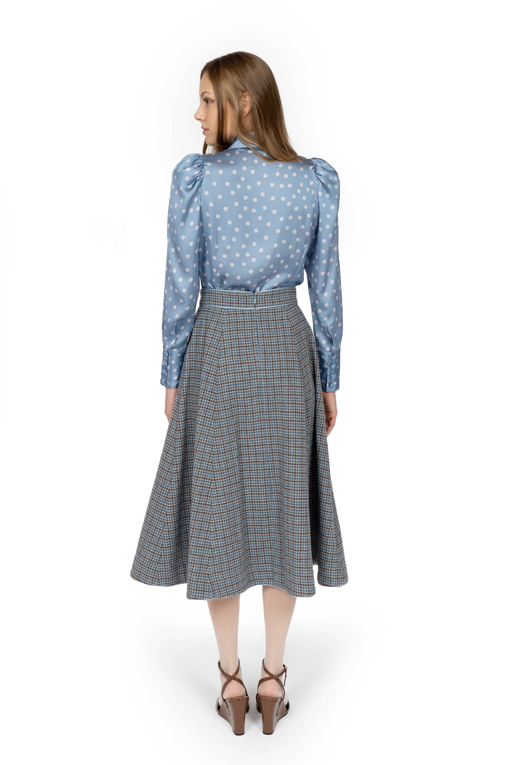 Camicia a pois azzurro chiaro