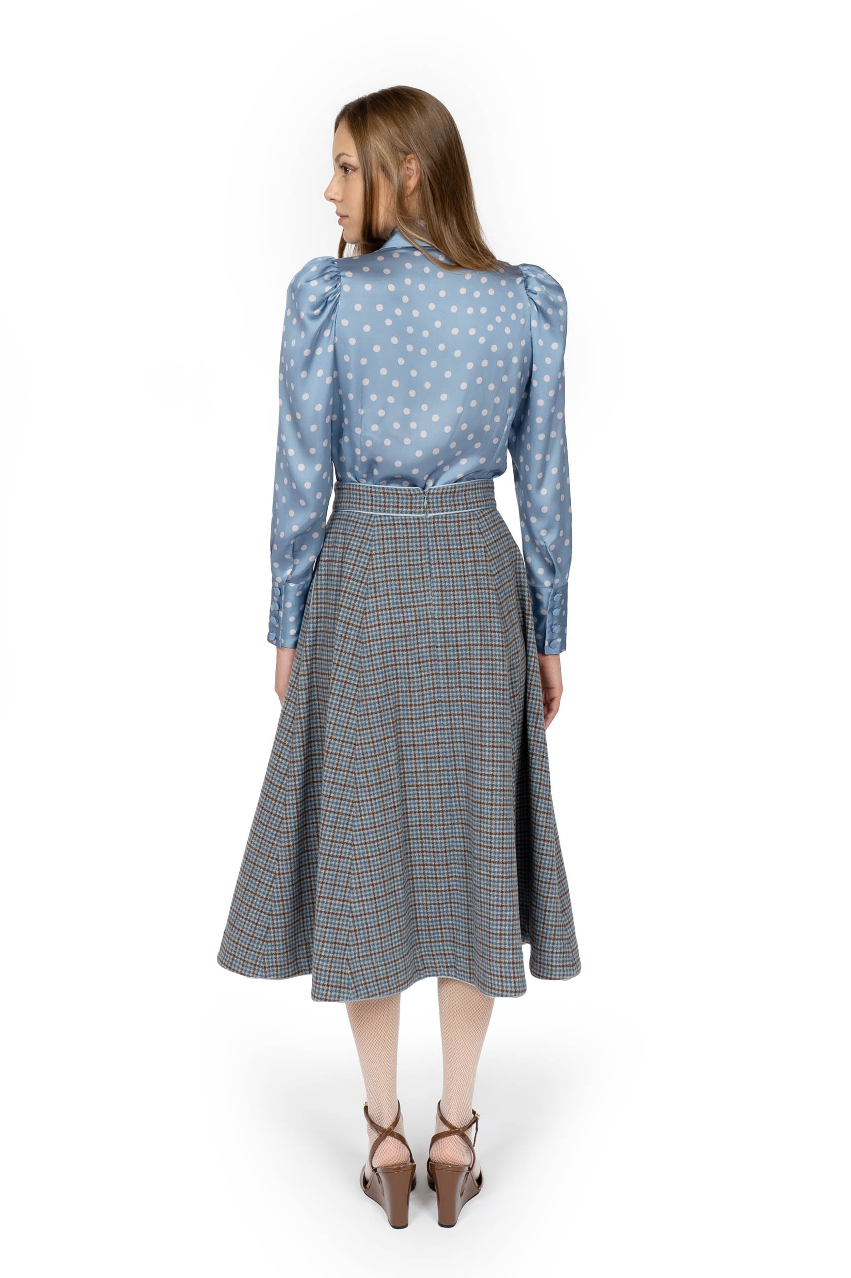 Camicia a pois azzurro chiaro