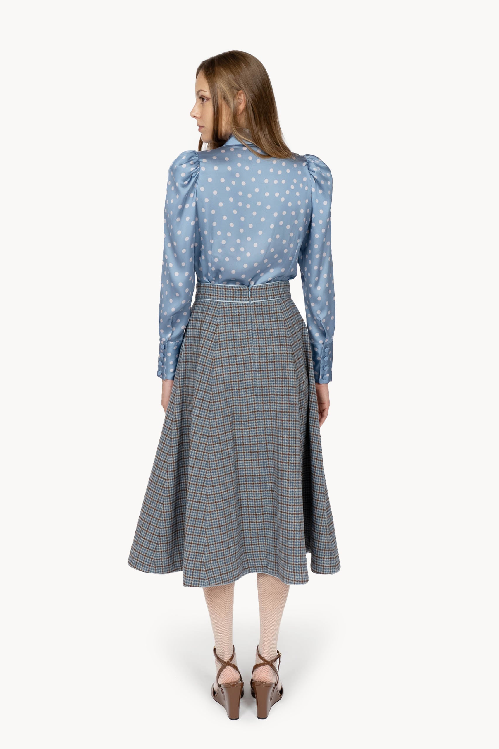 Camicia a pois azzurro chiaro