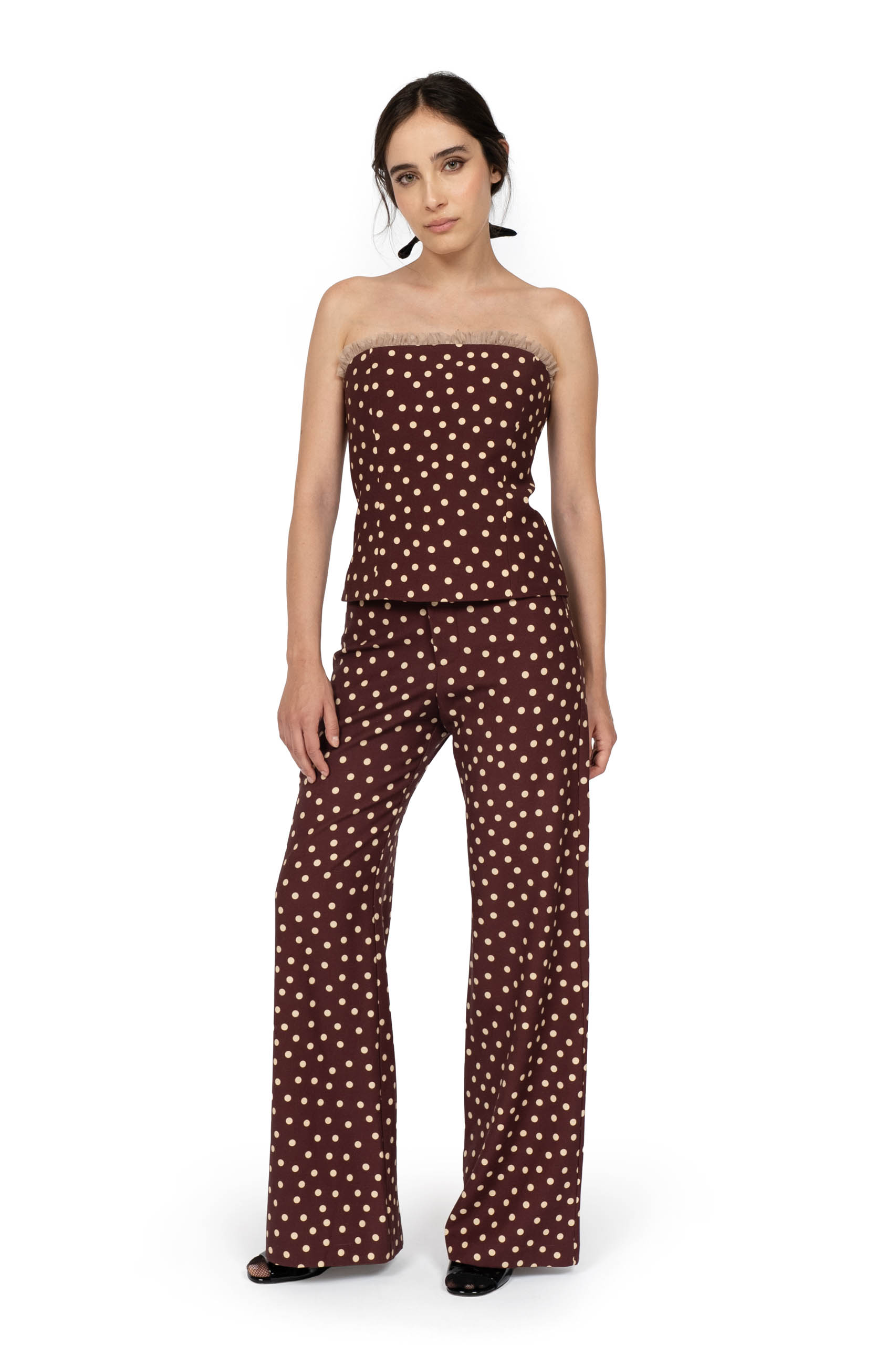 Burgundy Polka Dot Palazzo Pants