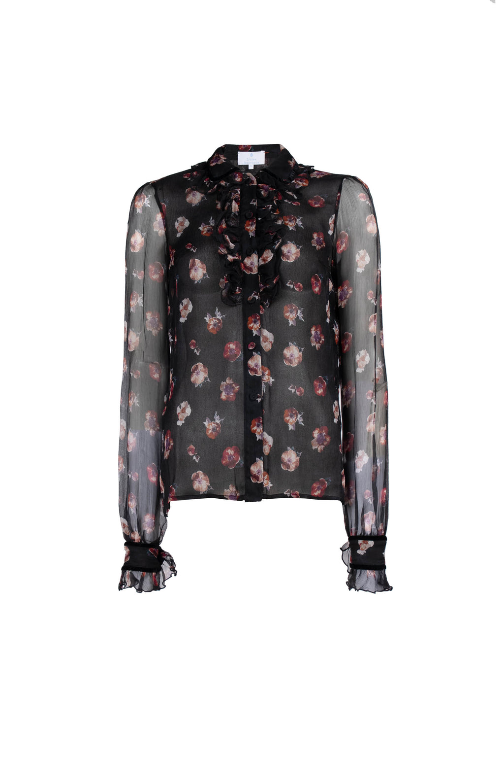 Camicia in Chiffon con Fiore di Viola del Pensiero