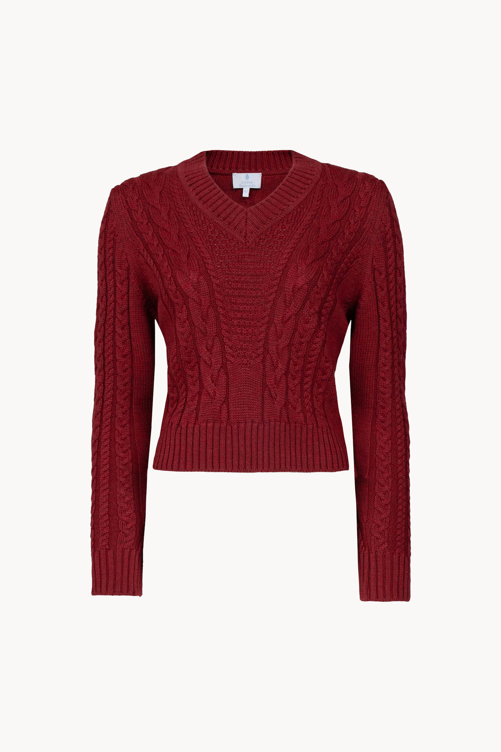 Cherry Red Cable-Knit Sweater