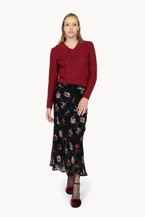 Maglione Rosso Ciliegia a Treccia