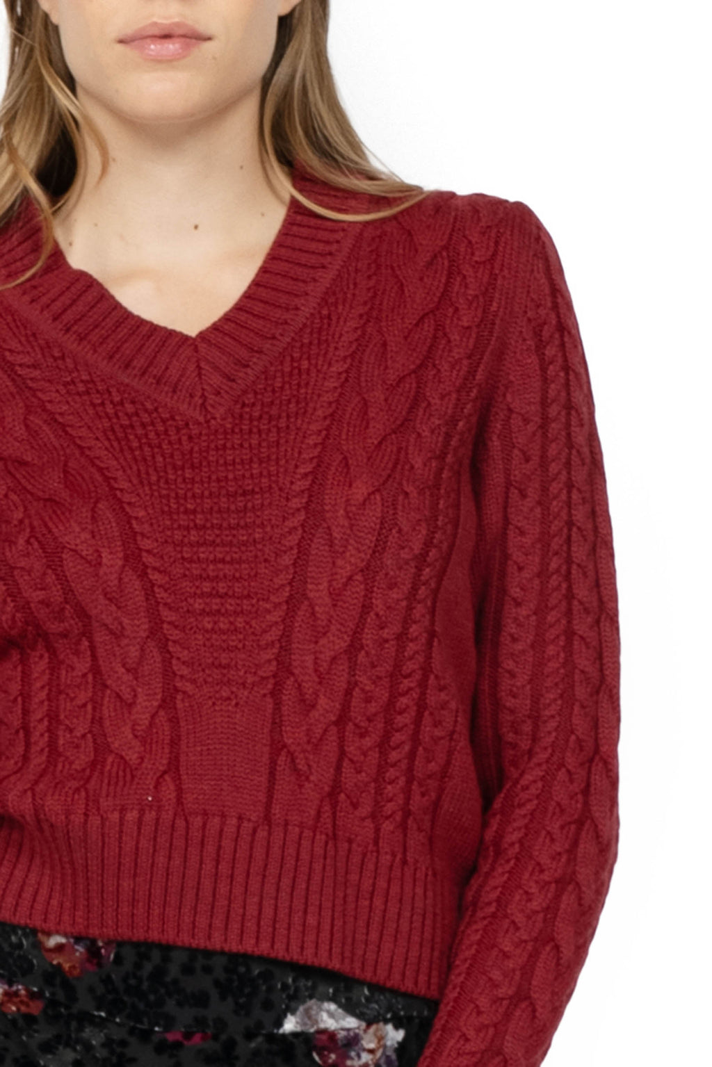 Maglione Rosso Ciliegia a Treccia