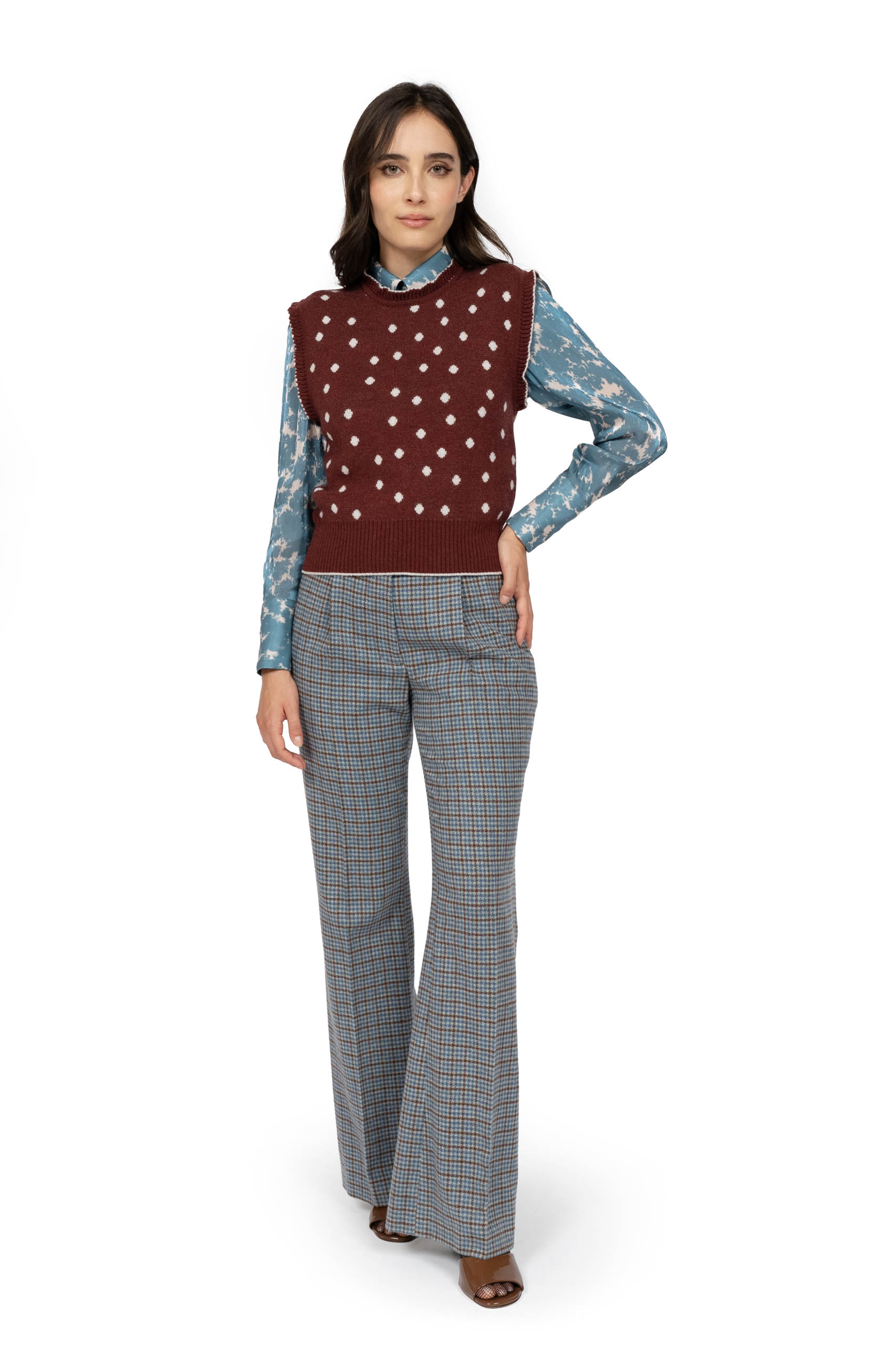 Gilet Borgogna a Pois