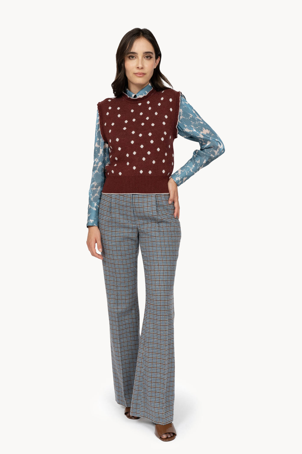 Burgundy Polka Dot Waistcoat