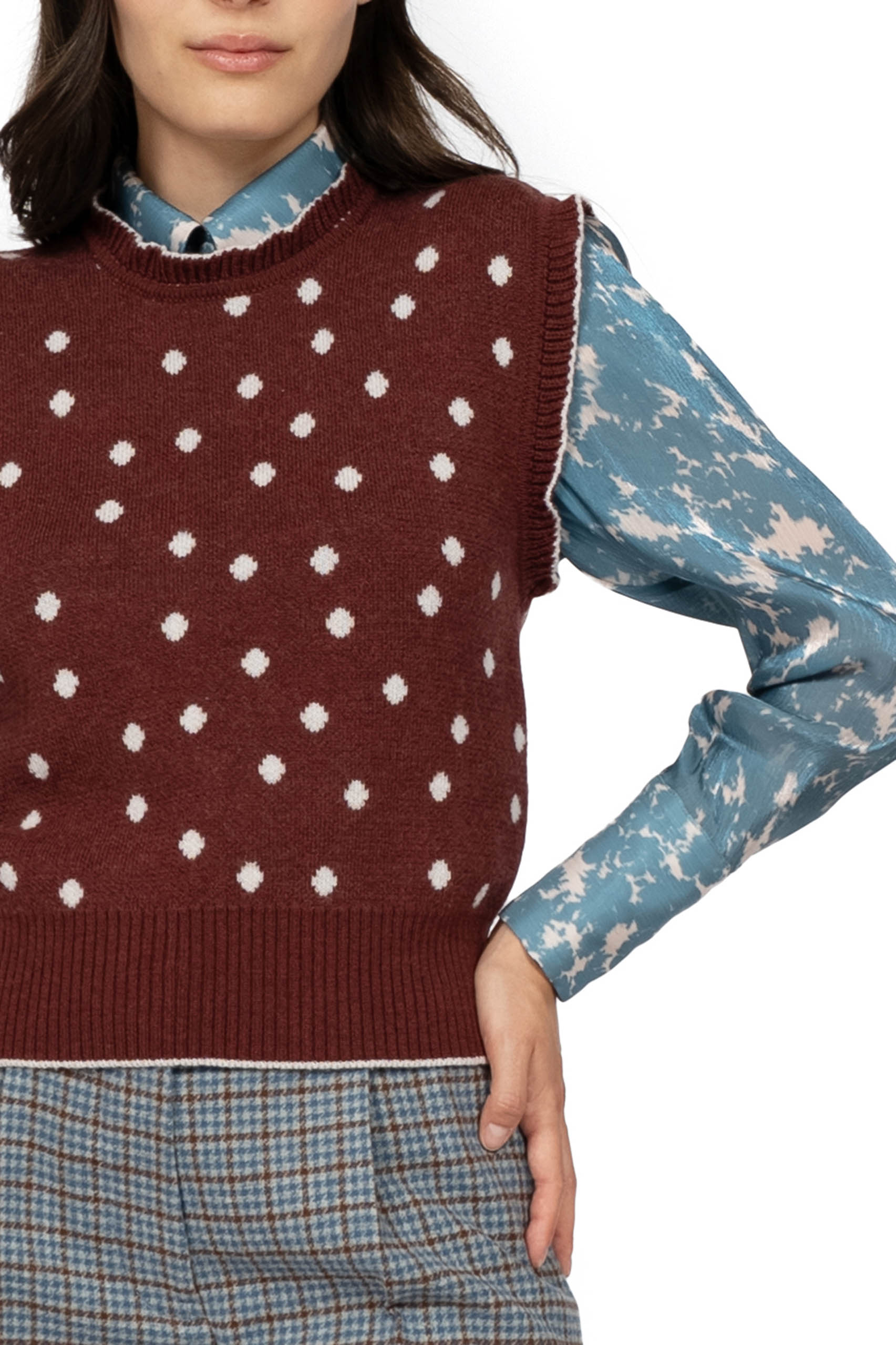 Gilet Borgogna a Pois