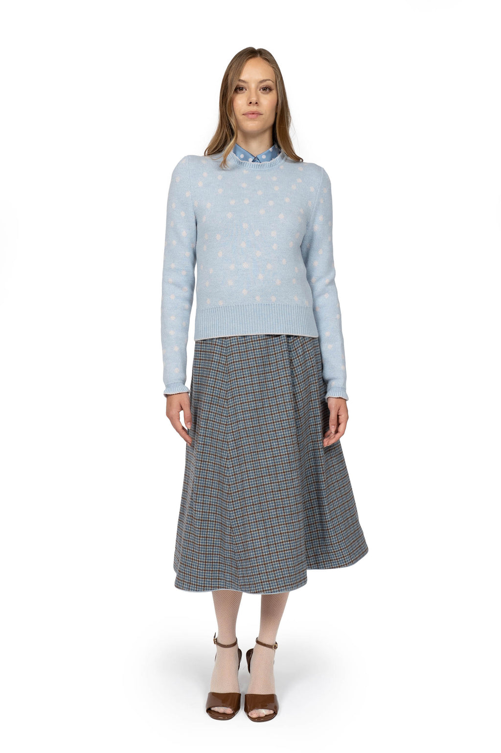 Maglione a pois azzurro chiaro