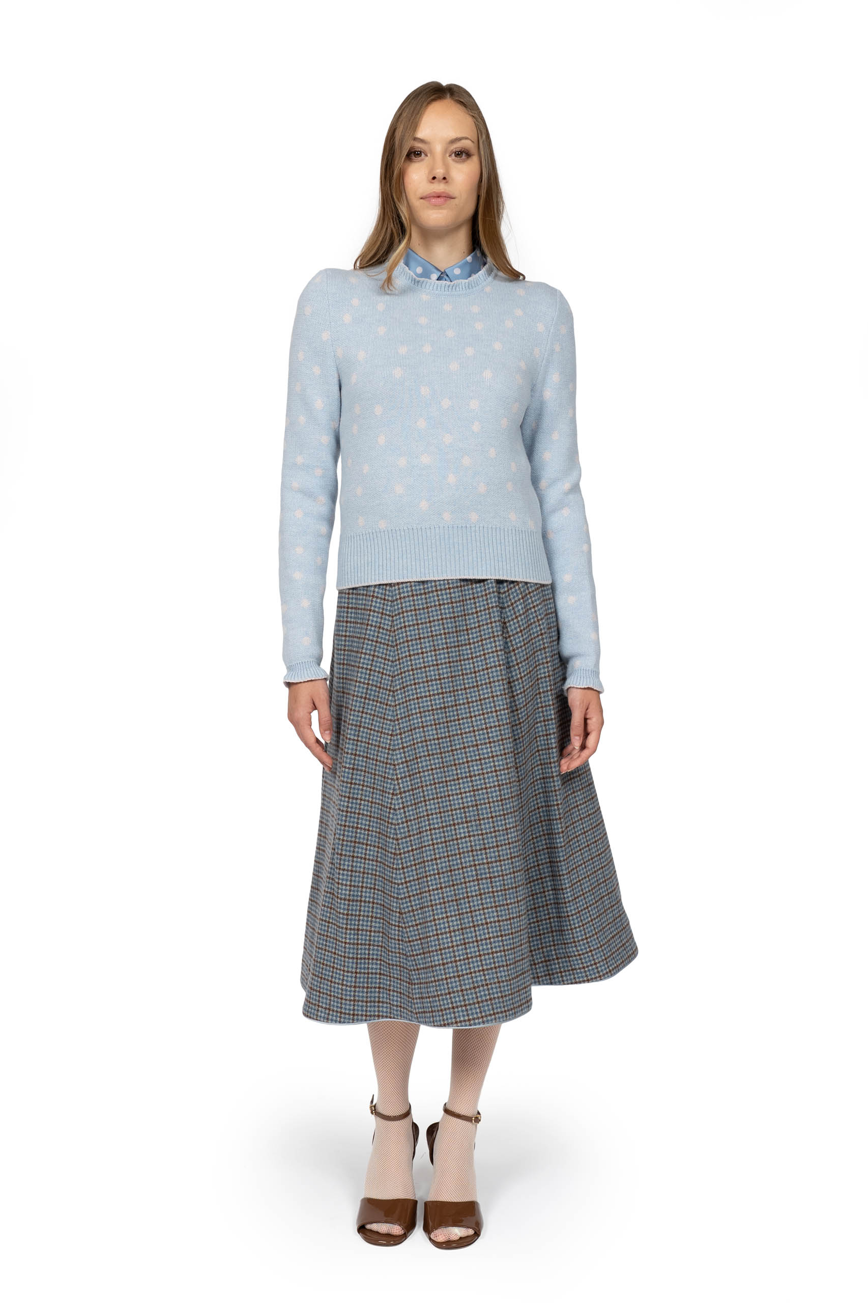 Maglione a pois azzurro chiaro