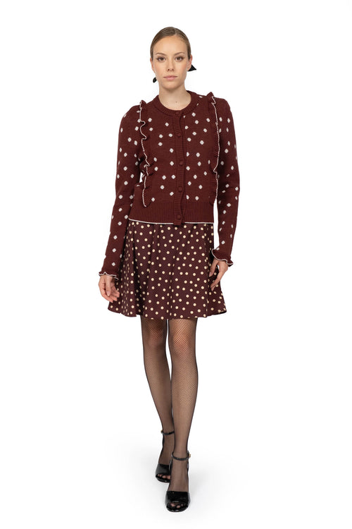 Burgundy Polka Dot Cardigan