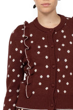 Cardigan Borgogna a Pois