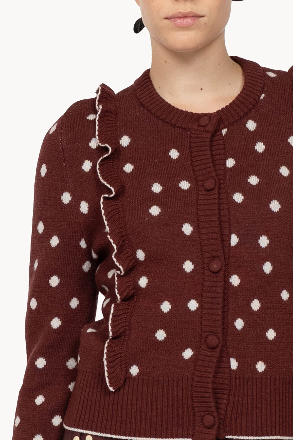 Cardigan Borgogna a Pois