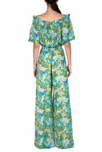 Tuta blu Monet scollata sulle spalle