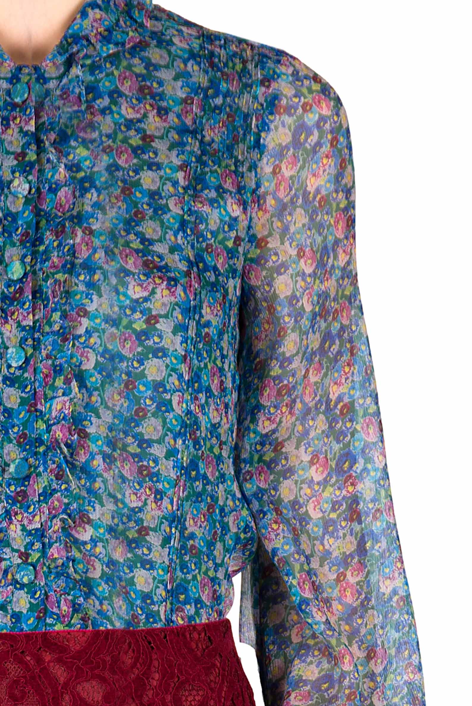 Camicia in chiffon con micro anemoni