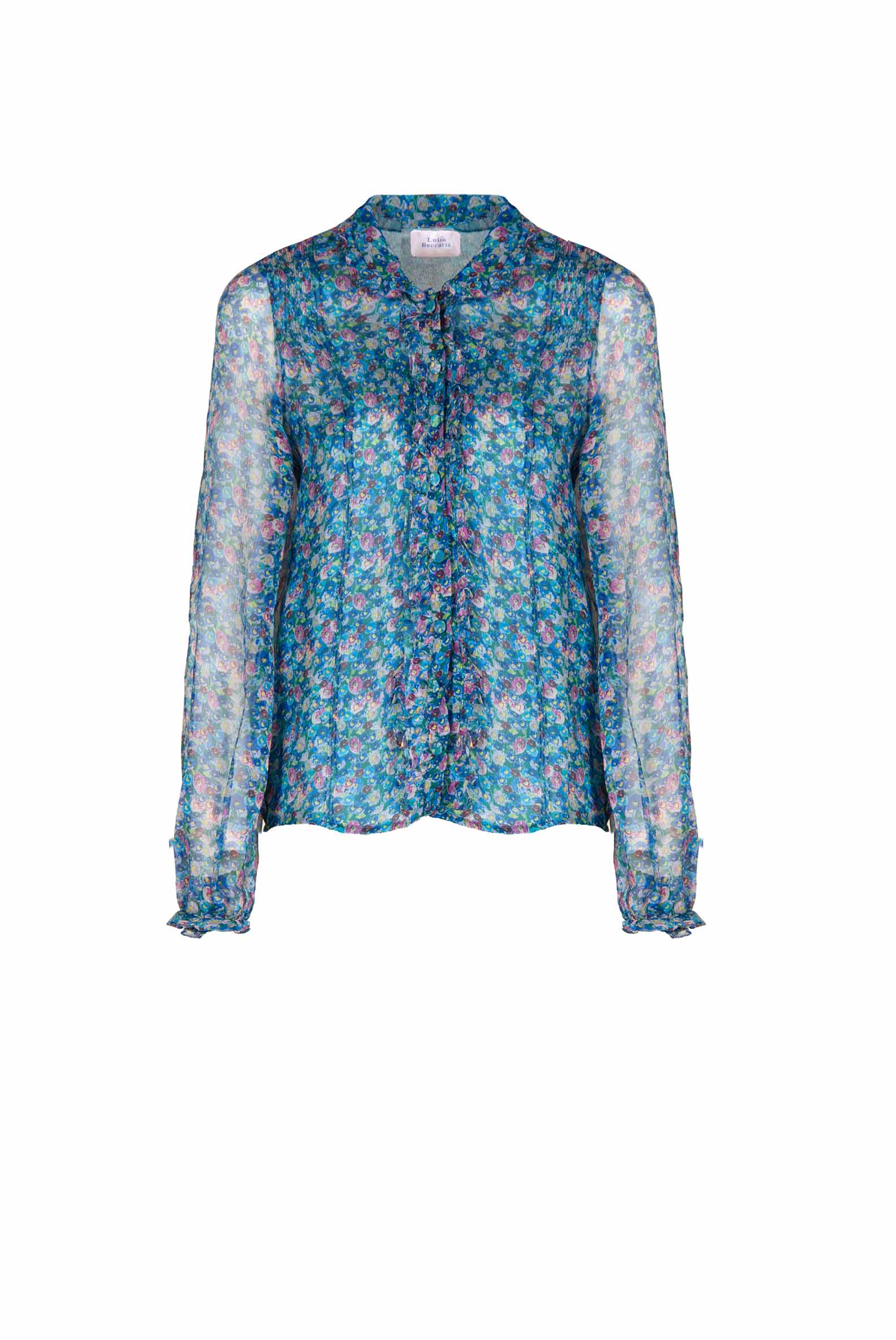 Camicia in chiffon con micro anemoni